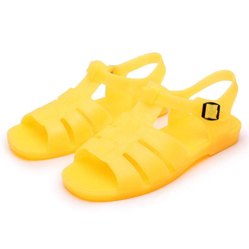 黄胶凉鞋塑料平底防滑外穿时尚