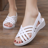 女士夏季 中年妈妈凉鞋 防滑耐磨软底塑胶鞋 凉鞋 老年人老太太奶奶鞋