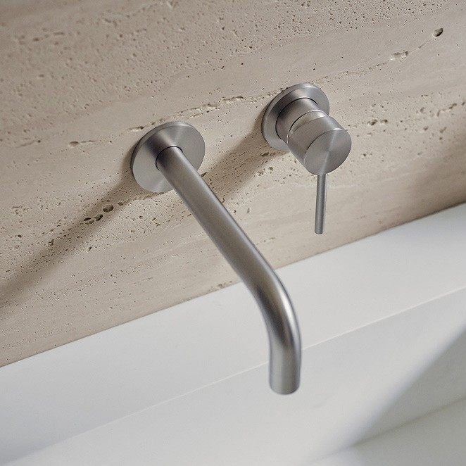 极简拉丝镍暗装台盆入墙式固定出水嘴龙头现代浴室面盆龙头