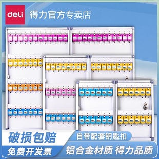 【送钥匙牌】得力铝合金轻型冷轧钢板重型钥匙管理箱壁挂式门口中介放钥匙柜汽车钥匙箱收纳盒24/48/96/120位
