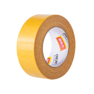 得力网格双面胶布基胶带高粘度强力加厚固定墙面不易留痕黄色透明网格地面地毯拼接婚庆粘气球喜字对联门框贴