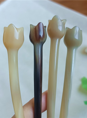 纯天然白水牛角发簪 民族风花苞簪子 简约现代 高级感发饰盘发女