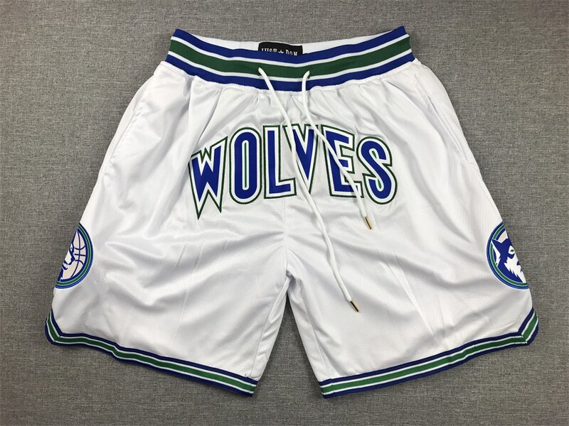 森林狼爱德华兹运动篮球训练美式复古刺绣短裤宽松透气速干五分裤