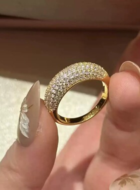 新款满天星戒指女气质轻奢高级感甜美简约时尚三排满钻可调节指环