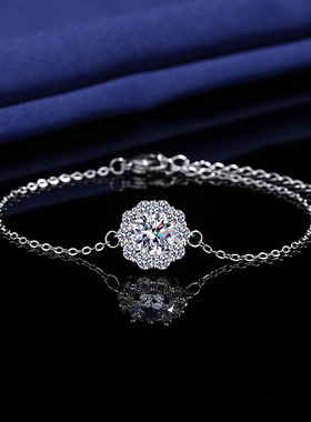 直播热销法式一克山茶花仿莫桑石手新款链女式个性百搭手饰