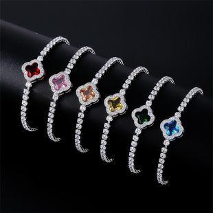 高级款 甜美小清新镶锆石幸运花瓣手链女时尚 手饰品生日礼物送闺蜜