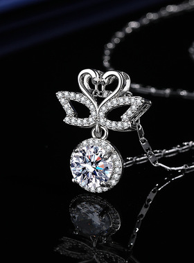 热卖浪漫璀璨天鹅湖之恋吊坠 仿莫桑石天鹅之吻六爪2克拉吊坠项链