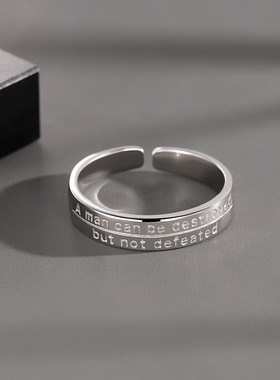 复古老人与海戒指男士单身戒潮流个性开口指环时尚嘻哈风字母戒指