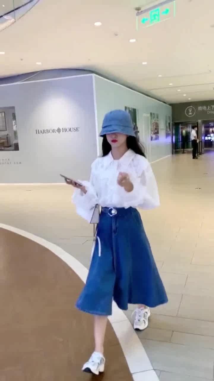 蓝色牛仔a字半身裙女2020年新款日系中长款高腰遮肚子显瘦大摆裙在类目 女装/女士精品, 半身裙中 - 来自Buy2taobao.com提供专业的淘宝代购服务