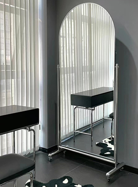 不锈钢全身镜穿衣镜落地镜家用服装店镜子可移动试衣镜显瘦美颜