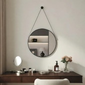 化妆镜壁挂卧室化妆台镜子贴墙自粘浴室镜免打孔挂绳化妆室化妆镜