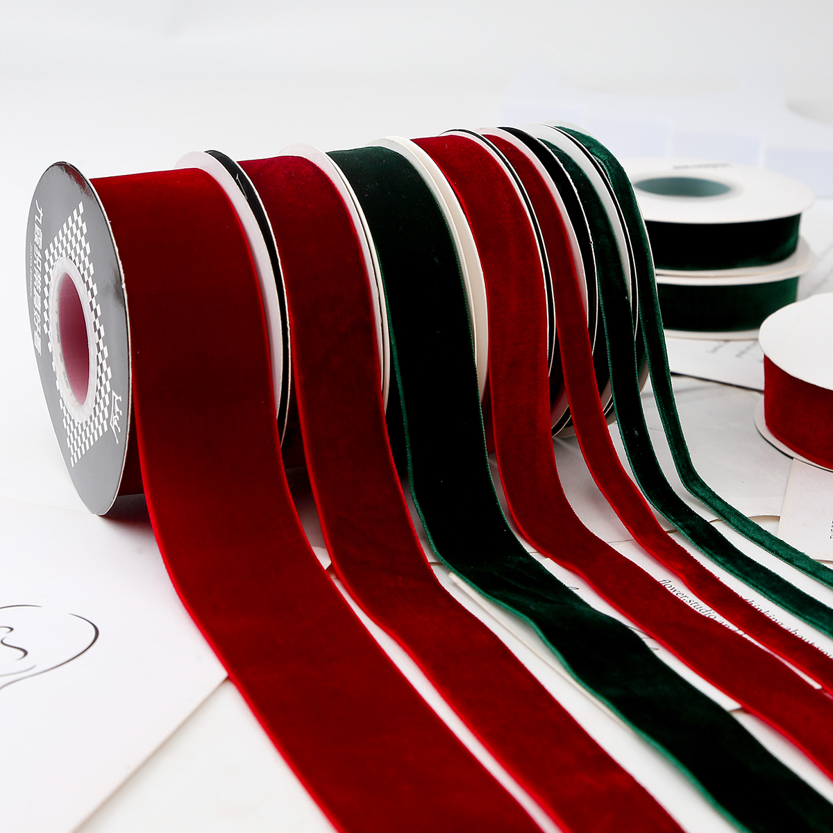 圣诞节闪金光植绒丝带天鹅绒单面绒手工diy蝴蝶结礼品烘焙包装饰