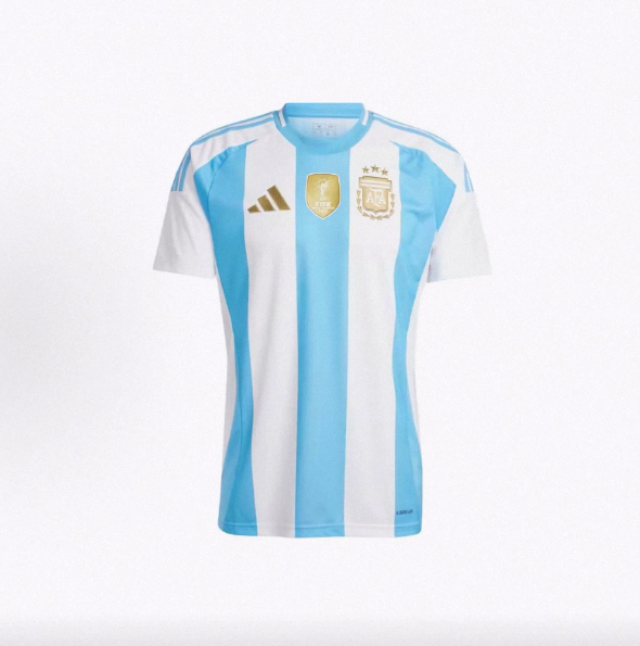 adidas  条纹拼色短袖足球衣 球迷版 阿根廷 主场 男款