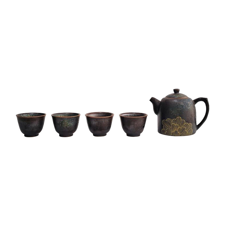 Jingdezhen Ceramic teapot Open Houses Tea Set Hand drawn Outline in gold Chinese style Retro Glaze Buddhist mood Teain the Tableware , Tea set , Teapot  category - from Buy2taobao.com to provide professional Taobao agent buy service