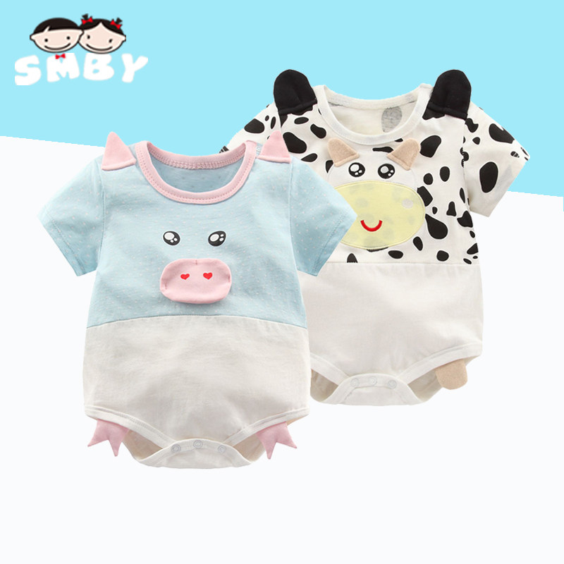 小月龄宝宝衣服男婴儿夏装男孩包屁衣四个月连体衣可爱双胞胎夏季