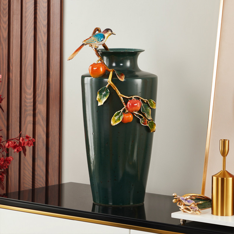 新中式陶瓷花瓶摆件珐琅彩客厅创意轻奢酒柜玄关家居饰品乔迁礼物