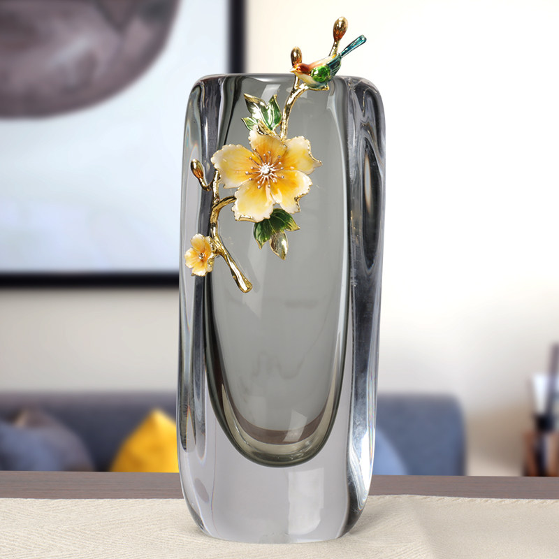高档花瓶现代简约琉璃轻奢装饰摆件玄关客厅酒柜高端家居插花饰品