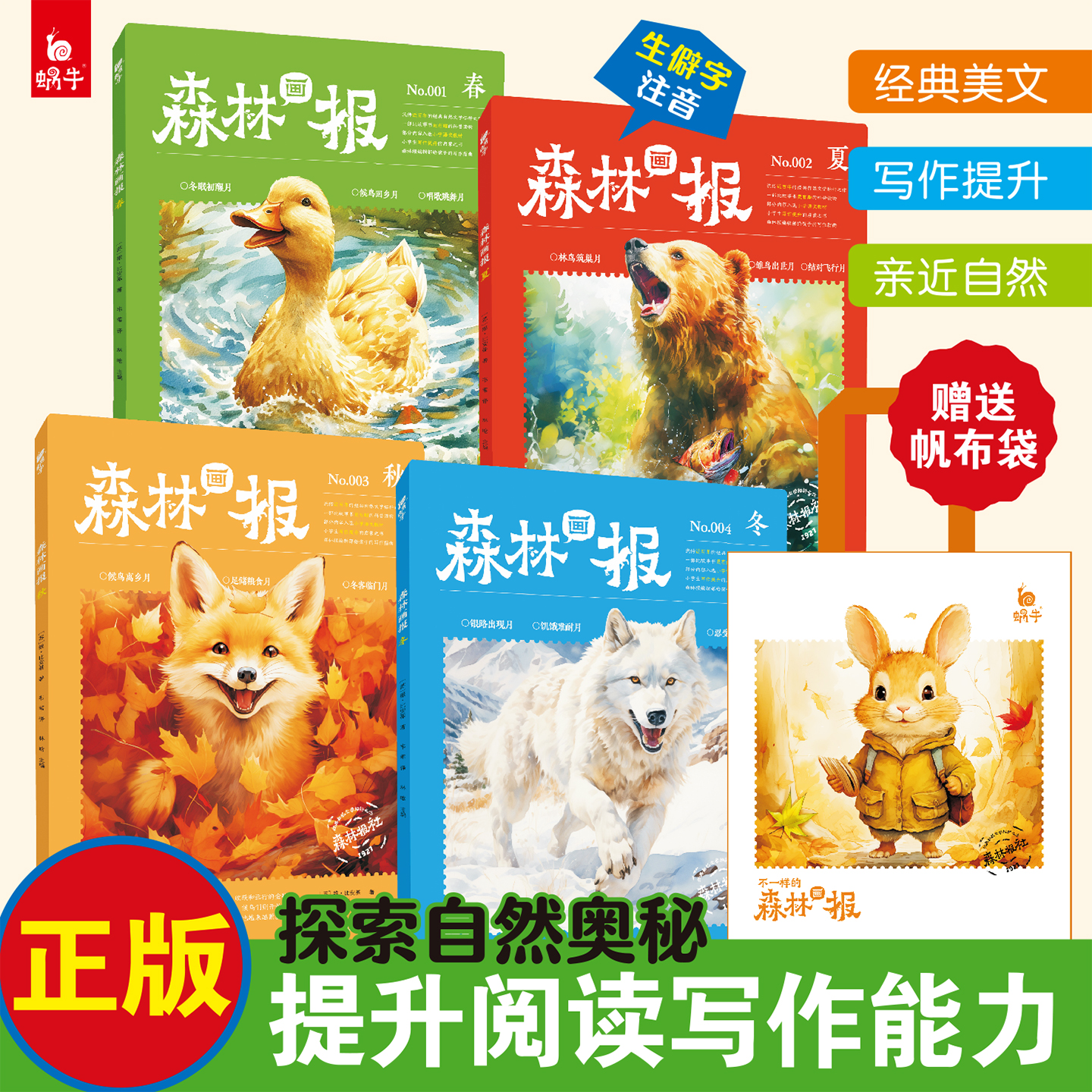 森林画报春夏秋冬全四册大开本森林报彩色版科普百科故事书二三四五年级课外书必读小学生课外阅读书籍好词好句儿童读物6-12岁绘本