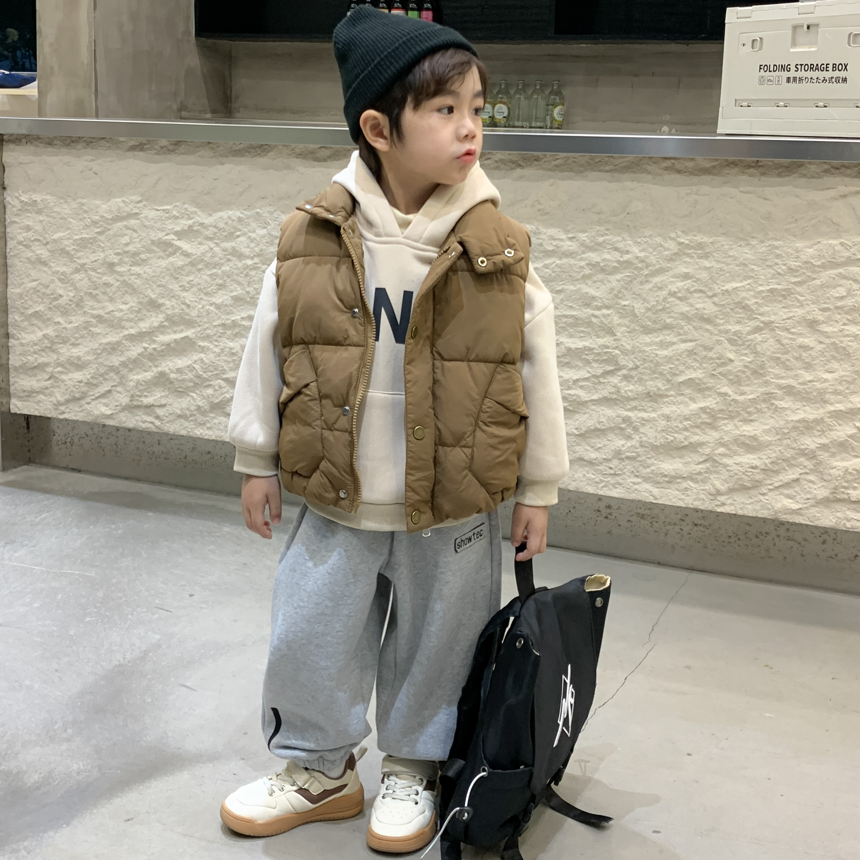 洋气男童棉马甲秋冬美拉德
