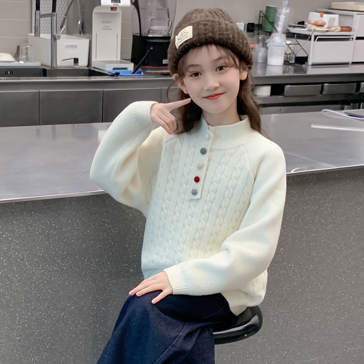 女童秋冬新款洋气针织打底上衣