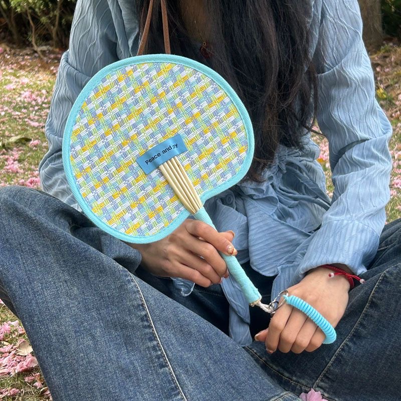 ins奶油风手工编织扇子创意可爱夏天蒲扇斜挎便携手摇扇装饰挂件