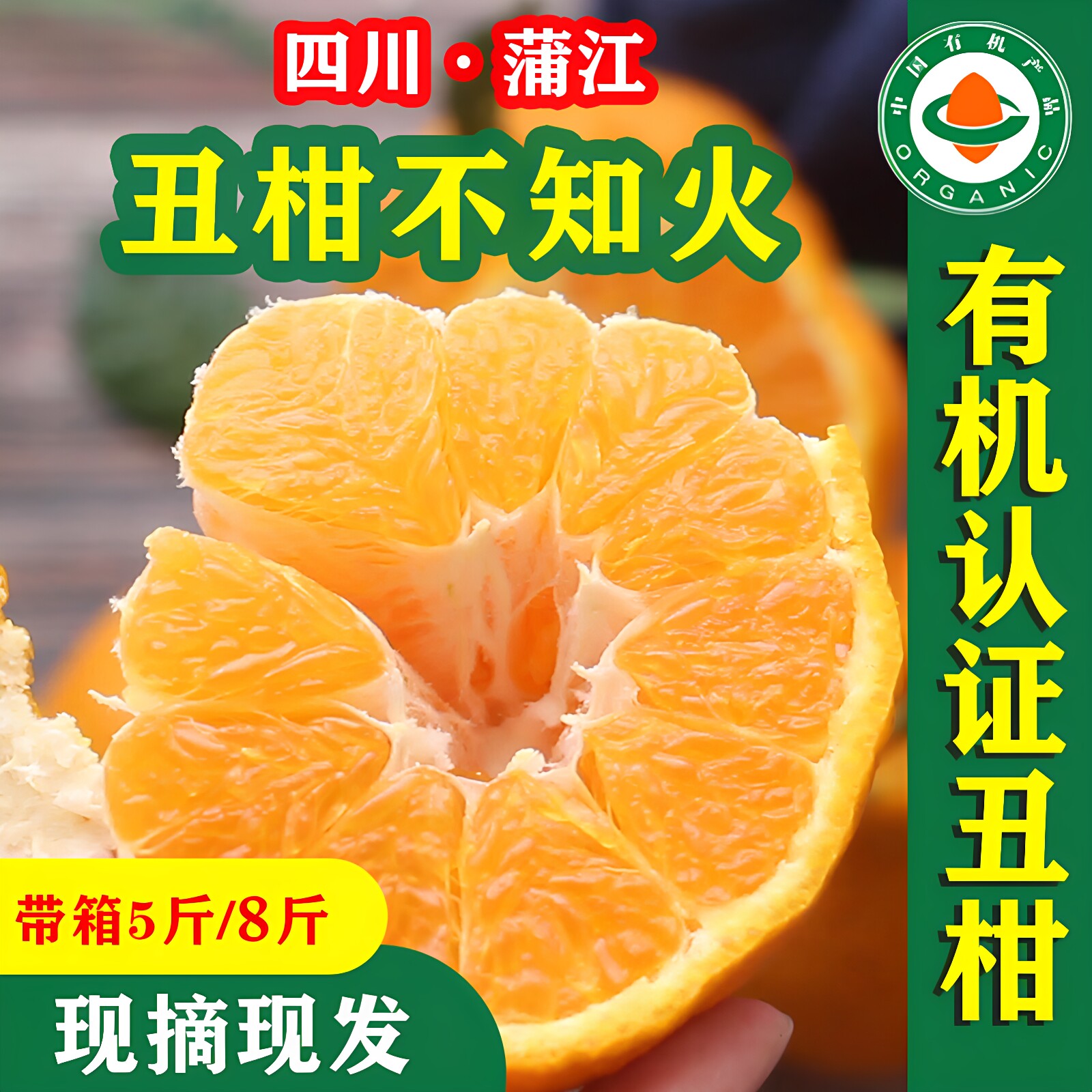 顺丰】四川蒲江有机丑柑5斤当季新鲜现摘无化学农药水果丑桔橘子