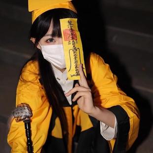 万圣节cos服抓鬼道士服道服道袍长袍套装古装一眉道长搞怪衣厂家