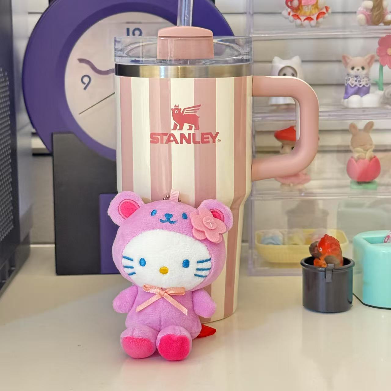中古迷你紫色物语熊hellokitty包包挂件迷你小熊kt猫玩偶公仔挂饰