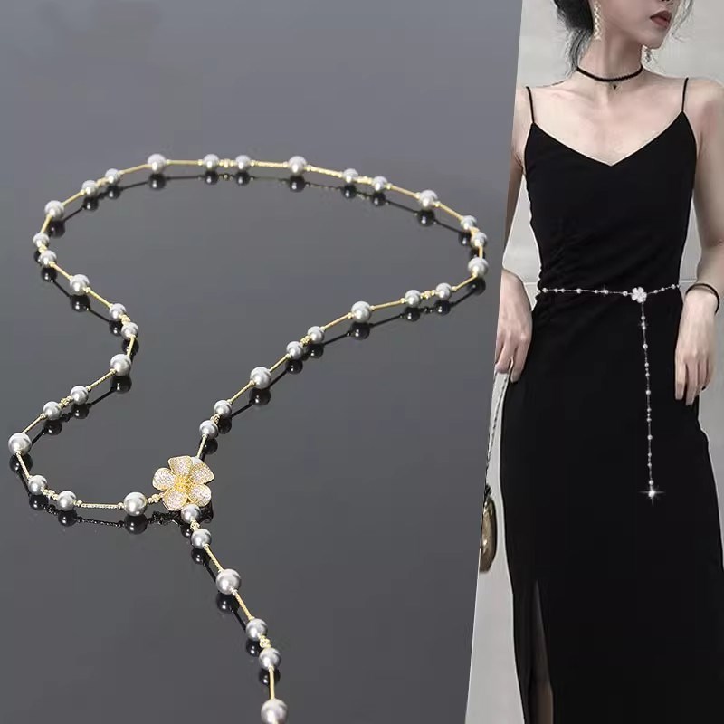 珍珠腰链配饰女款配裙子的腰带高级感女士高端连衣裙收腰装饰百搭