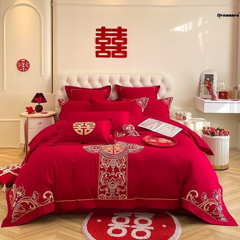 结婚礼喜庆四件套床上用品高级感婚房婚床单被套婚庆喜被2024厂家