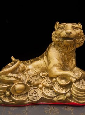 铜虎摆件招财虎十二生肖虎上山虎下山虎家居客厅书房办公室装饰品