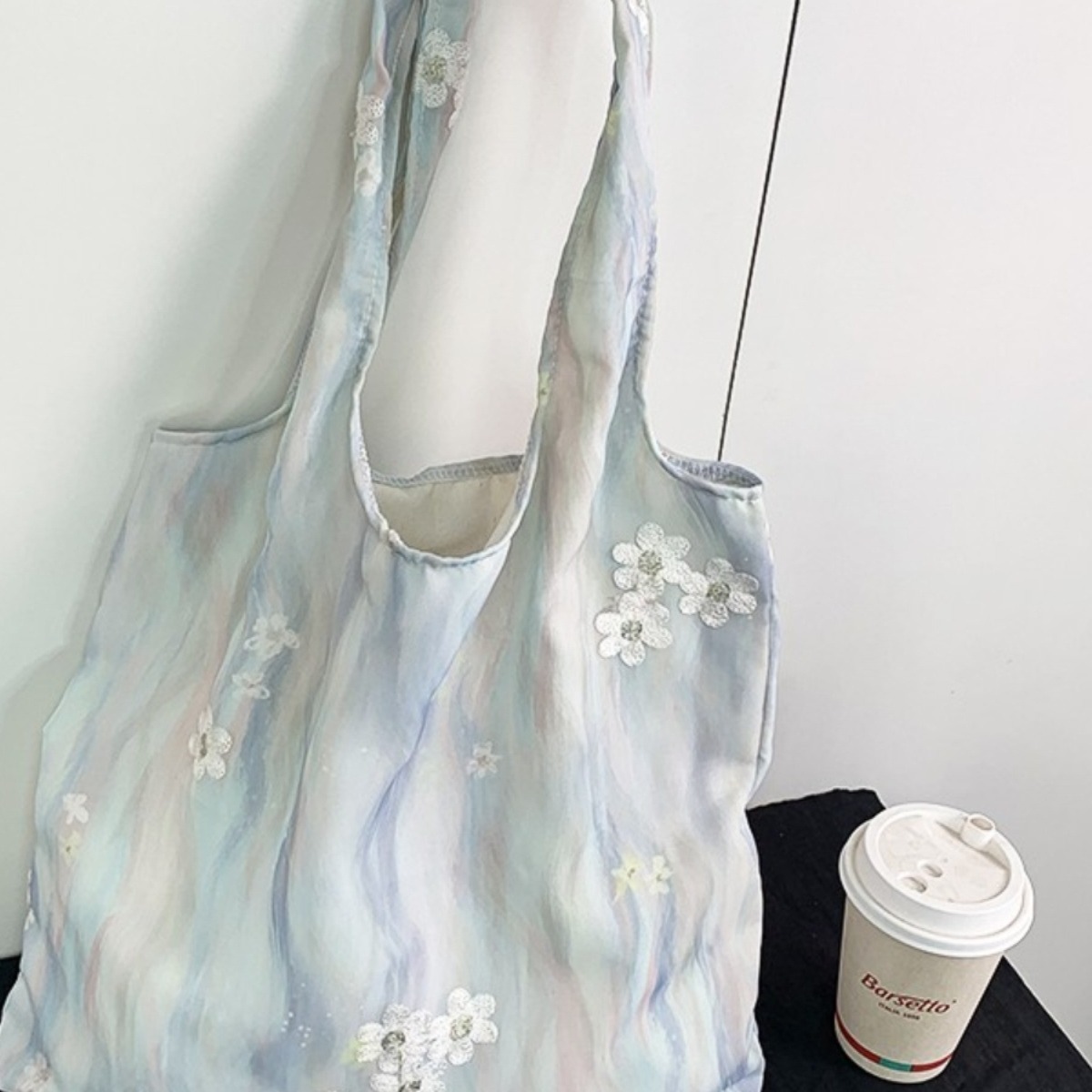 花朵刺绣甜美淑女背心帆布包包2025新款夏季大容量单肩手提购物袋
