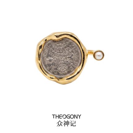 THEOGONY众神记六便士幸运币真币可调戒指小众原创设计感复古轻奢
