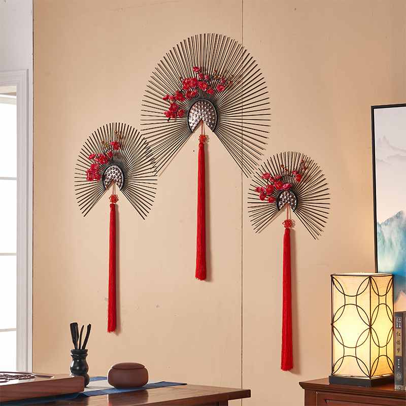 铁艺扇子摆件墙面悬挂中国风餐厅背景墙画卧室装饰品新中式壁饰|ruв категории Домашний быт, роспись - от Buy2taobao.com для оказания профессиональной услуги покупки агента Taobao