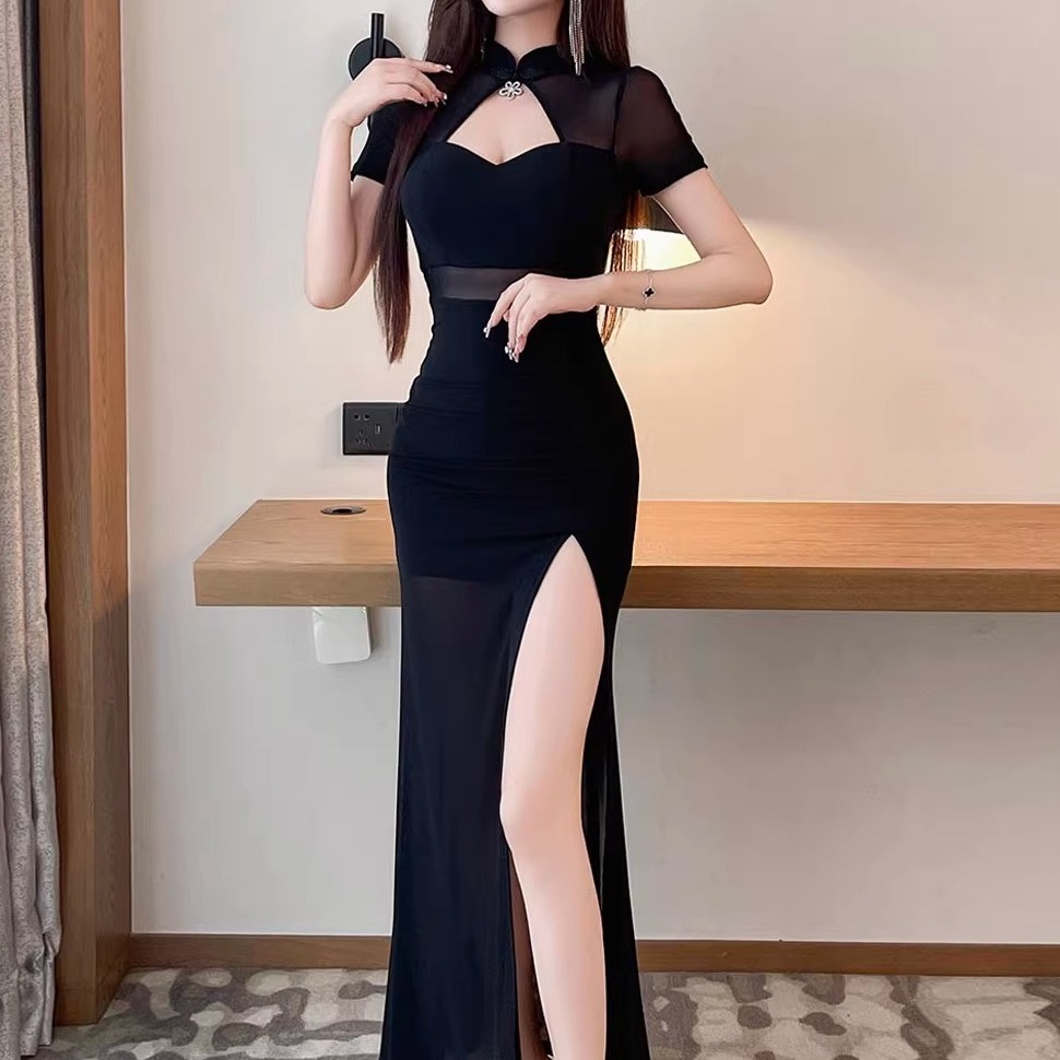 网纱改良旗袍柔式足浴技师工作服