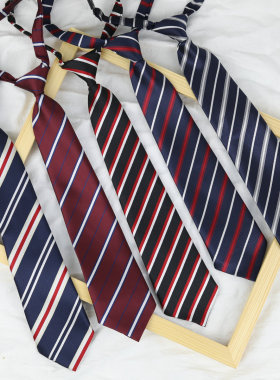jk纯色条纹商务领结女蝴蝶结免打领带斜纹制服校服日系衬衫学院风
