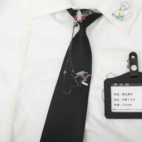 暗黑系列乌鸦免打领带男女小众设计学院风日系配饰舞台表演酒吧