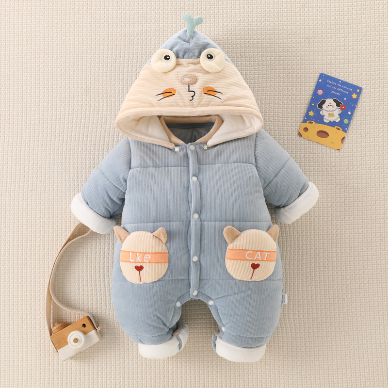 努米熊可拆帽连体衣冬季