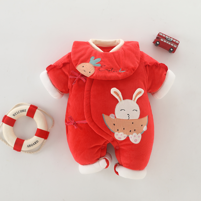 努米熊否斜襟系带加厚纯棉冬季