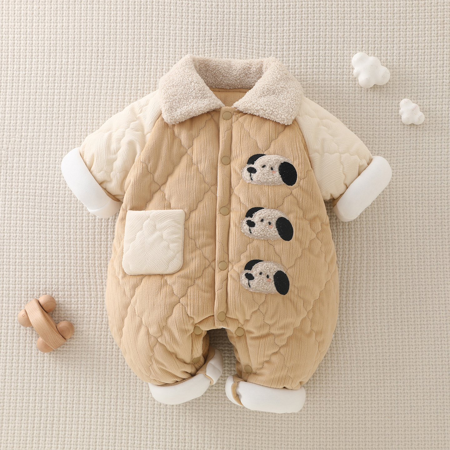 婴儿连体衣秋冬季夹棉保暖加厚棉衣外出哈衣棉袄新生宝宝冬装超萌