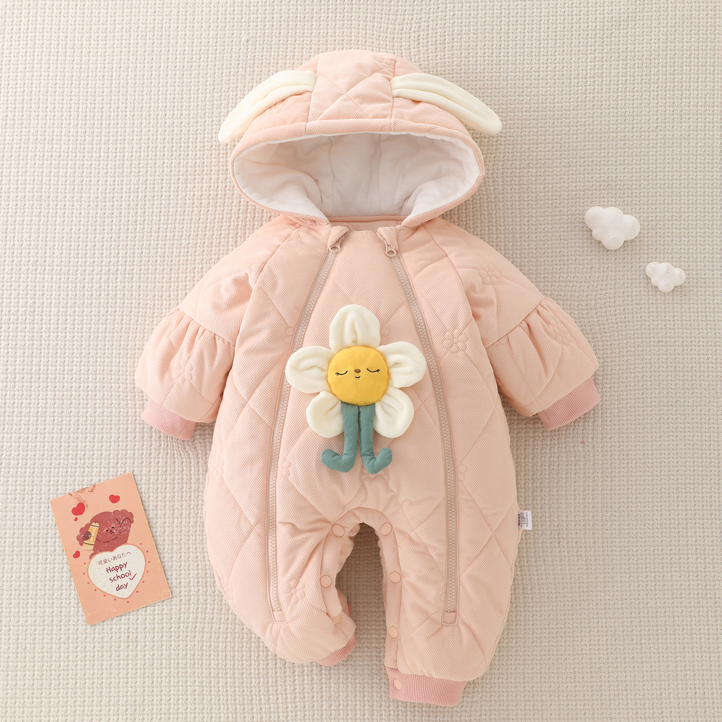 新生婴儿连体衣秋冬加厚保暖棉服套装满月宝宝外出服抱衣冬款哈衣
