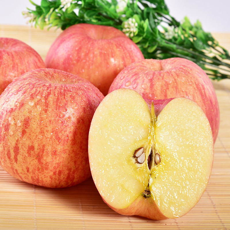 陕西红富土白水苹果5斤果包邮商品果 脆甜新鲜水果平安果