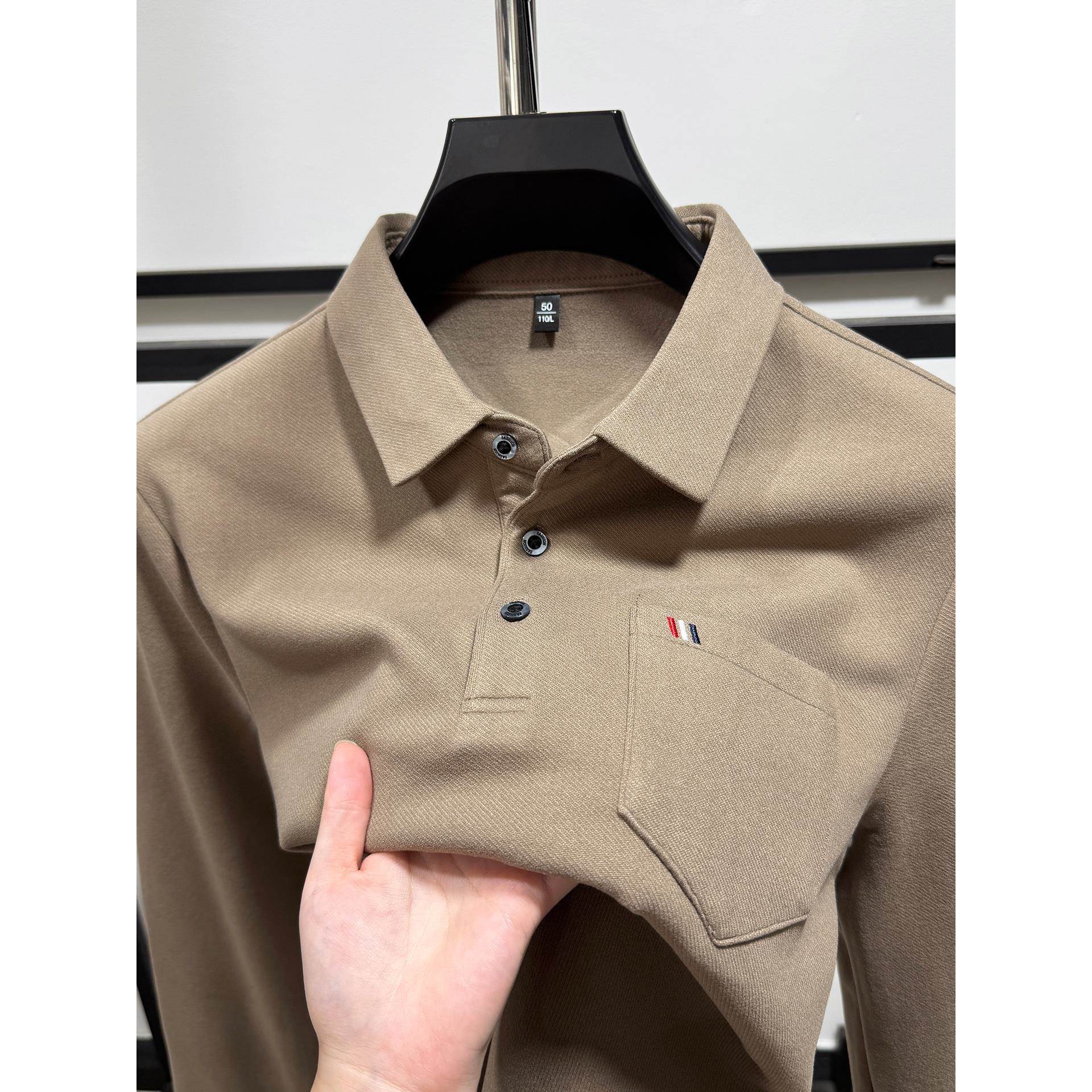 MAROLIO~商务休闲双面绒打底衫男冬季加厚中年爸爸内搭磨毛polo衫