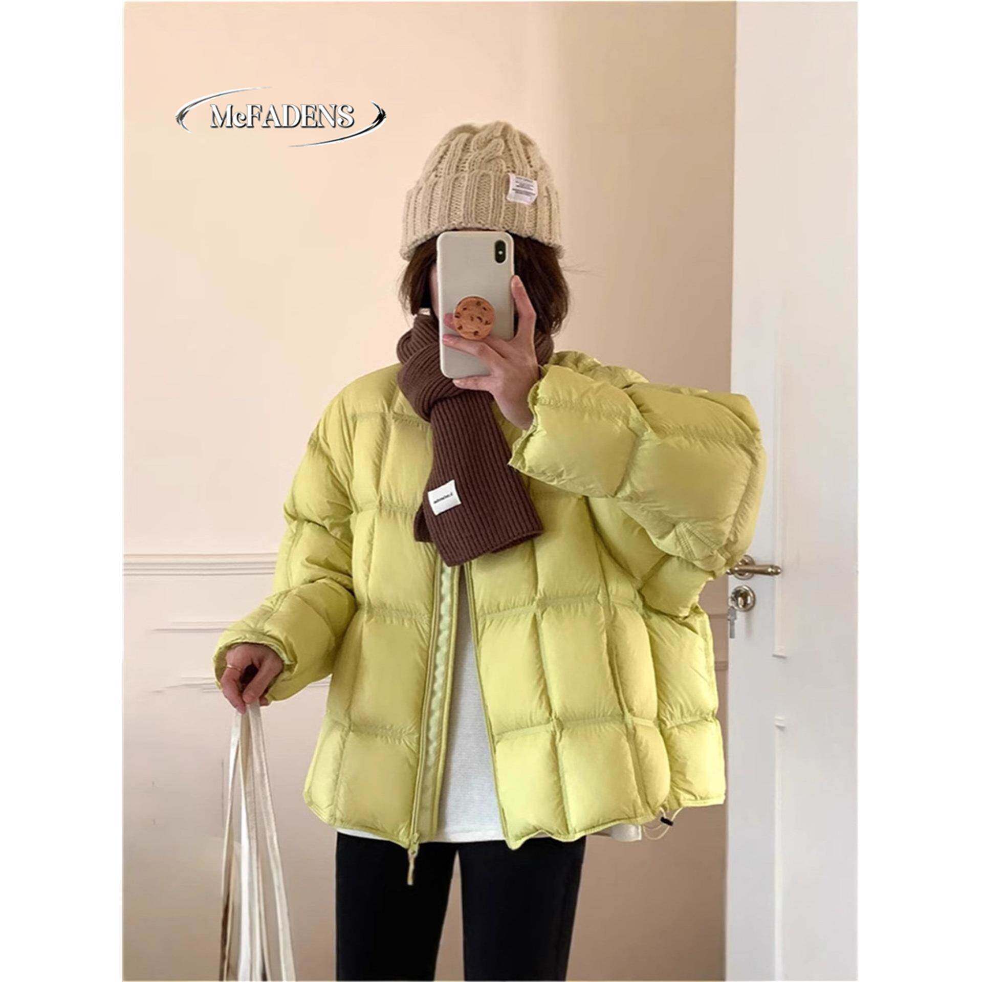 香港小个子白鸭绒2025冬季新款小众加厚短款圆领宽松面包服羽绒服