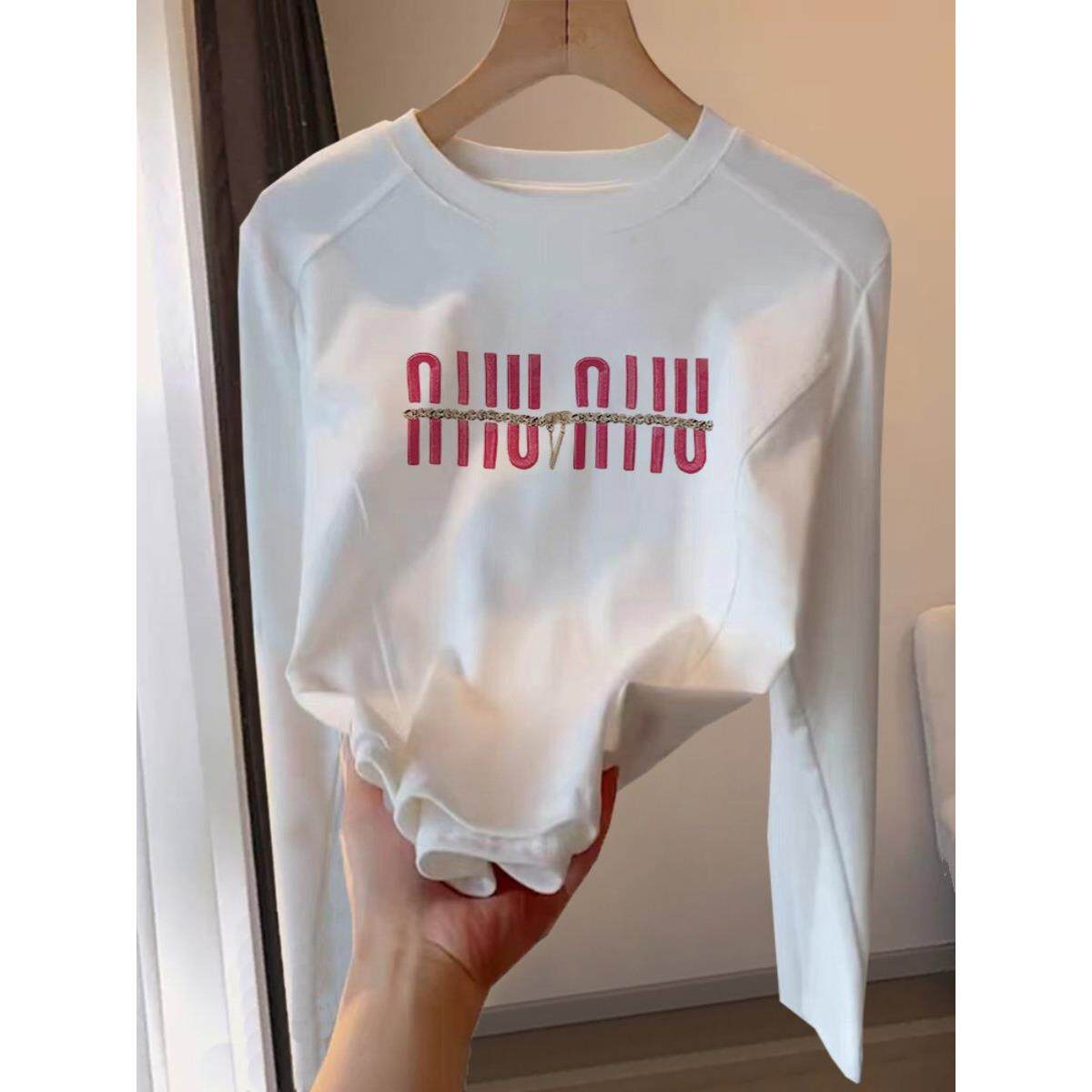 韩国设计感正肩纯棉长袖t恤女2025时尚洋气白色上衣打底衫春秋季