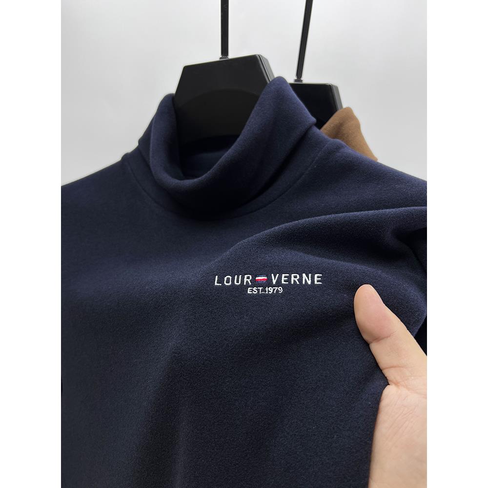 MAROLIO~优质面料！高端双面德绒打底衫男潮牌刺绣可翻高领抓绒衣