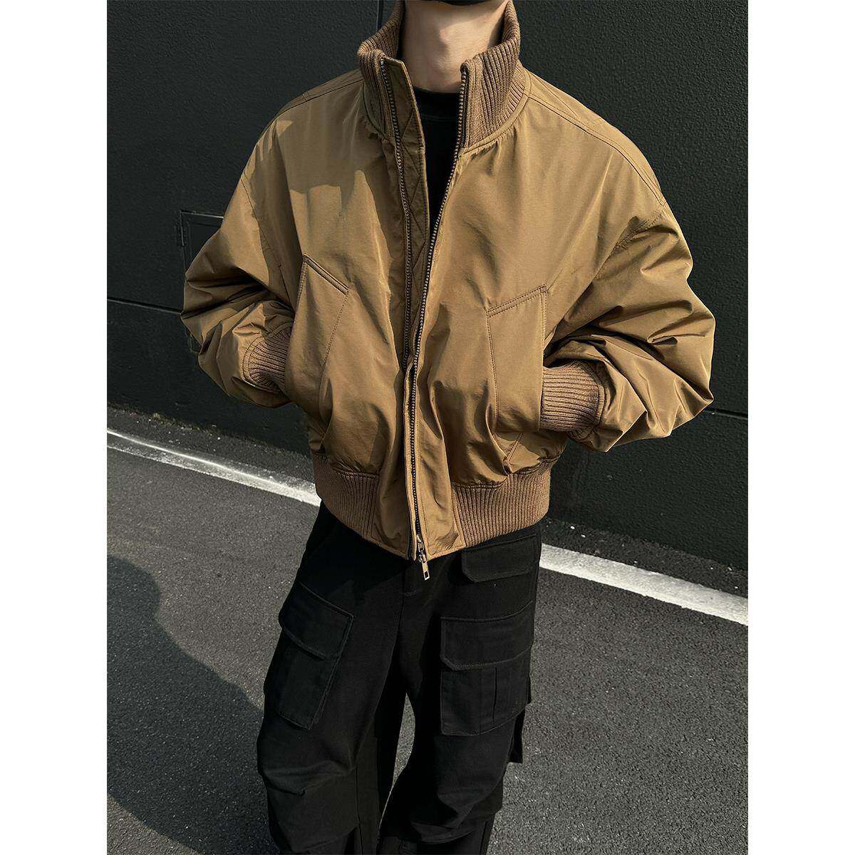 美式潮流飞行夹克棉服男款秋冬季新款痞帅立领短款男士外套棒球服