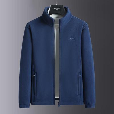 MAROLIO~无畏严寒！潮牌绣标摇粒绒外套男简约百搭纯色立领抓绒衣