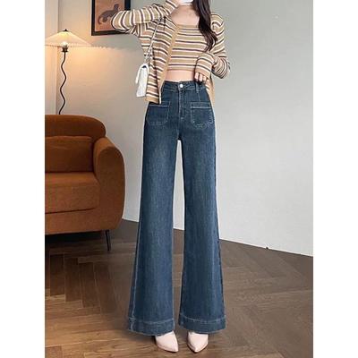 加绒阔腿牛仔裤女2025春秋新款爆款高腰显瘦宽松垂感直筒喇叭裤子