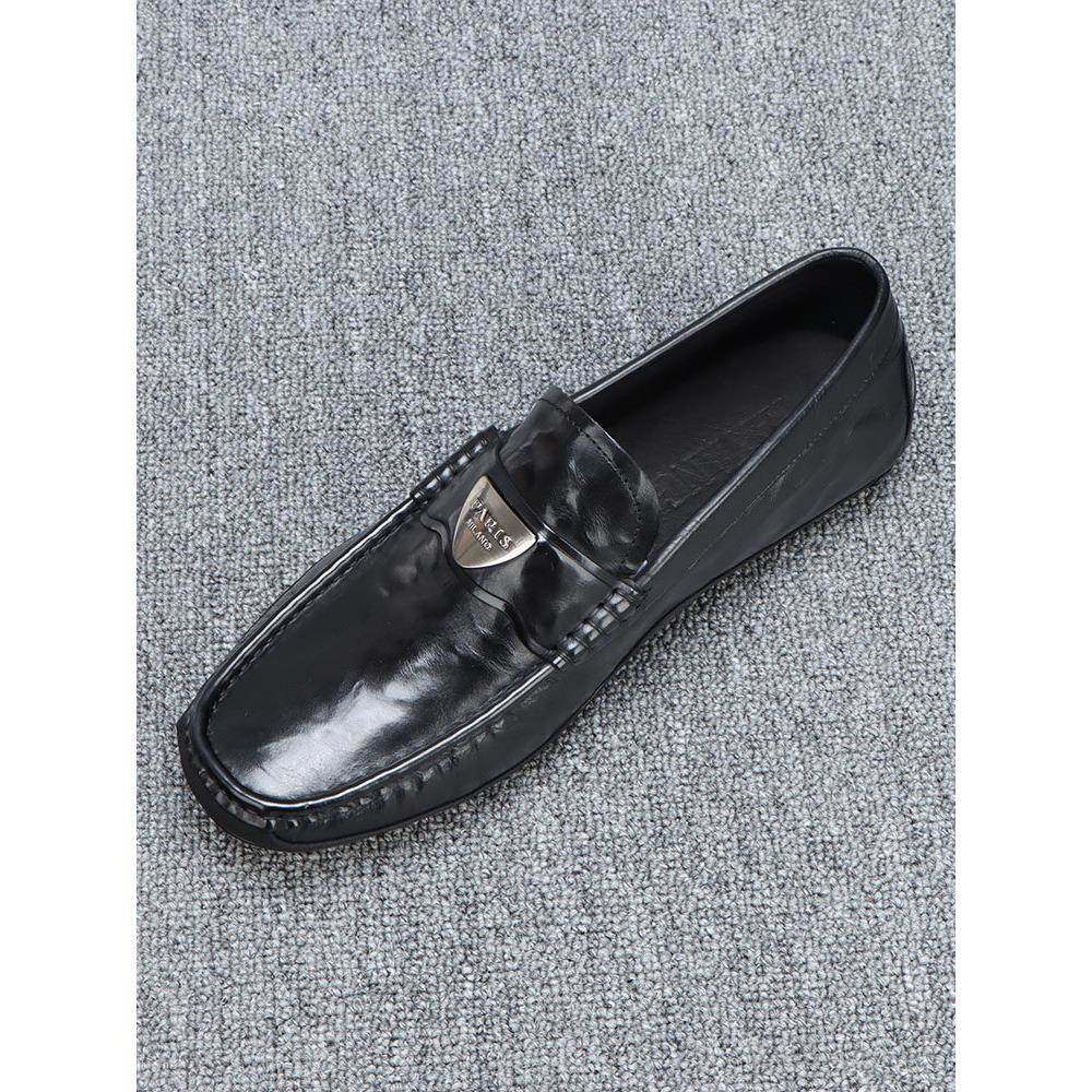 真皮豆豆鞋男款秋季新款轻便软底牛皮透气百搭休闲皮鞋男轻奢商务